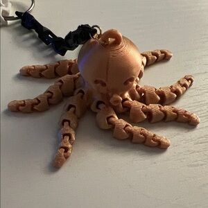 3D Printed Articulated Octopus Keychain - Color Varies
